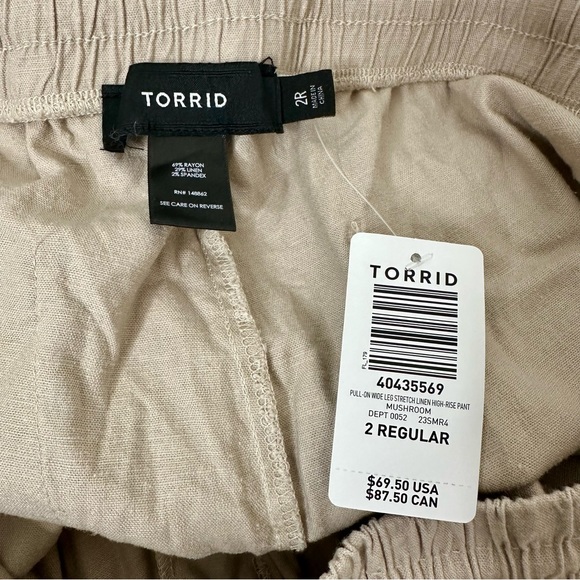 Torrid Pull On Wide Leg Stretch Linen Pants NWT - Picture 3 of 4